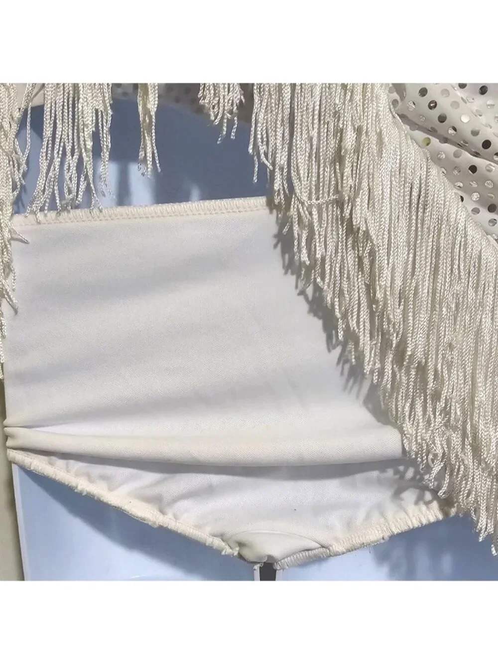 Curtain Call Shim-Sham Dance Costume White Sequin Flapper Dress w/ Bloomers CME